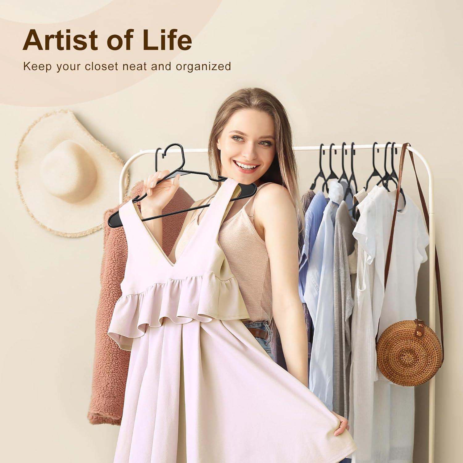 Perchas de Plástico HOUSE DAY - Paquete de 10, Ahorra Espacio