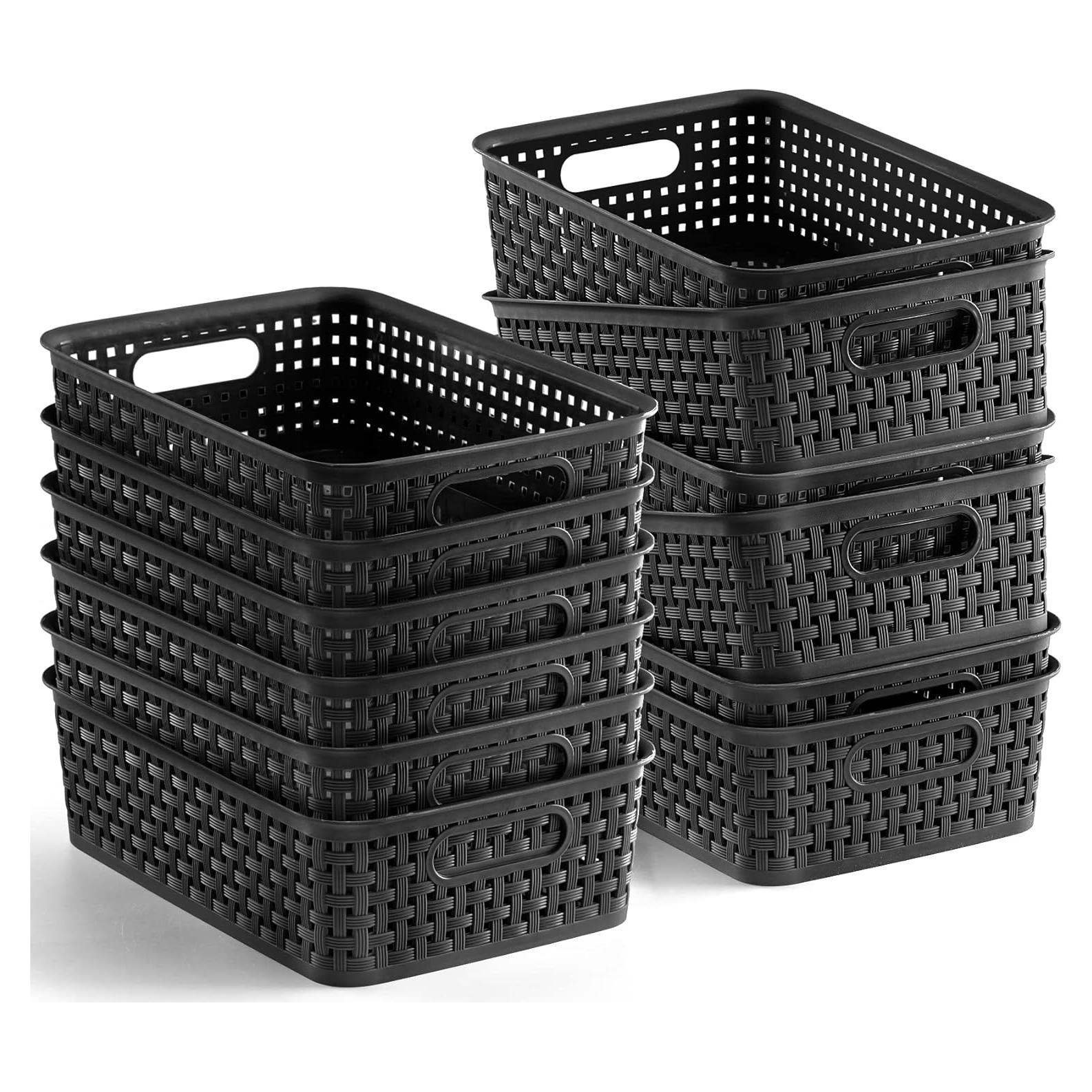 Cestas de Almacenamiento Plástico NETANY 12 Unidades Negro 26.9x18.3cm