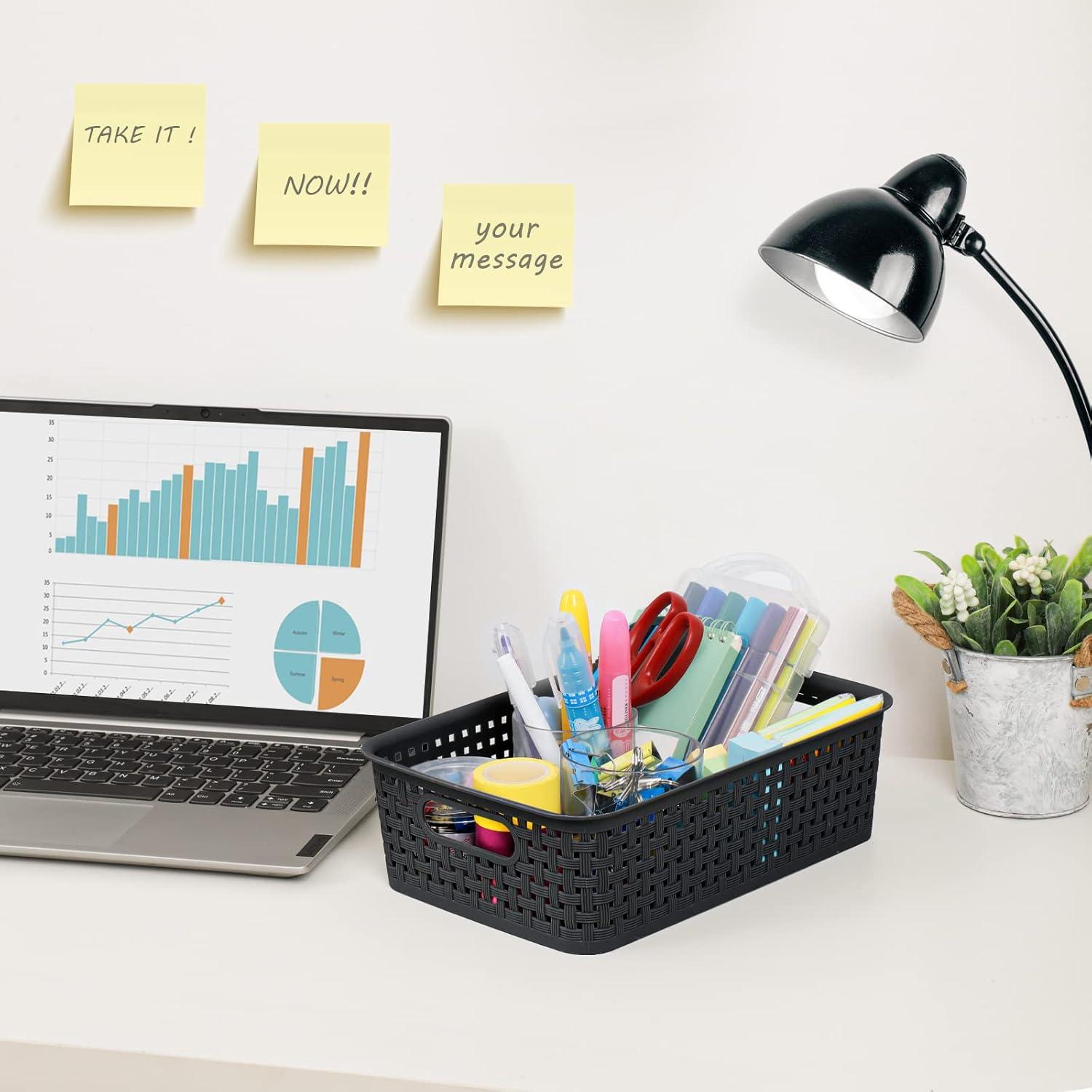 Cestas de Almacenamiento Plástico NETANY 12 Unidades Negro 26.9x18.3cm