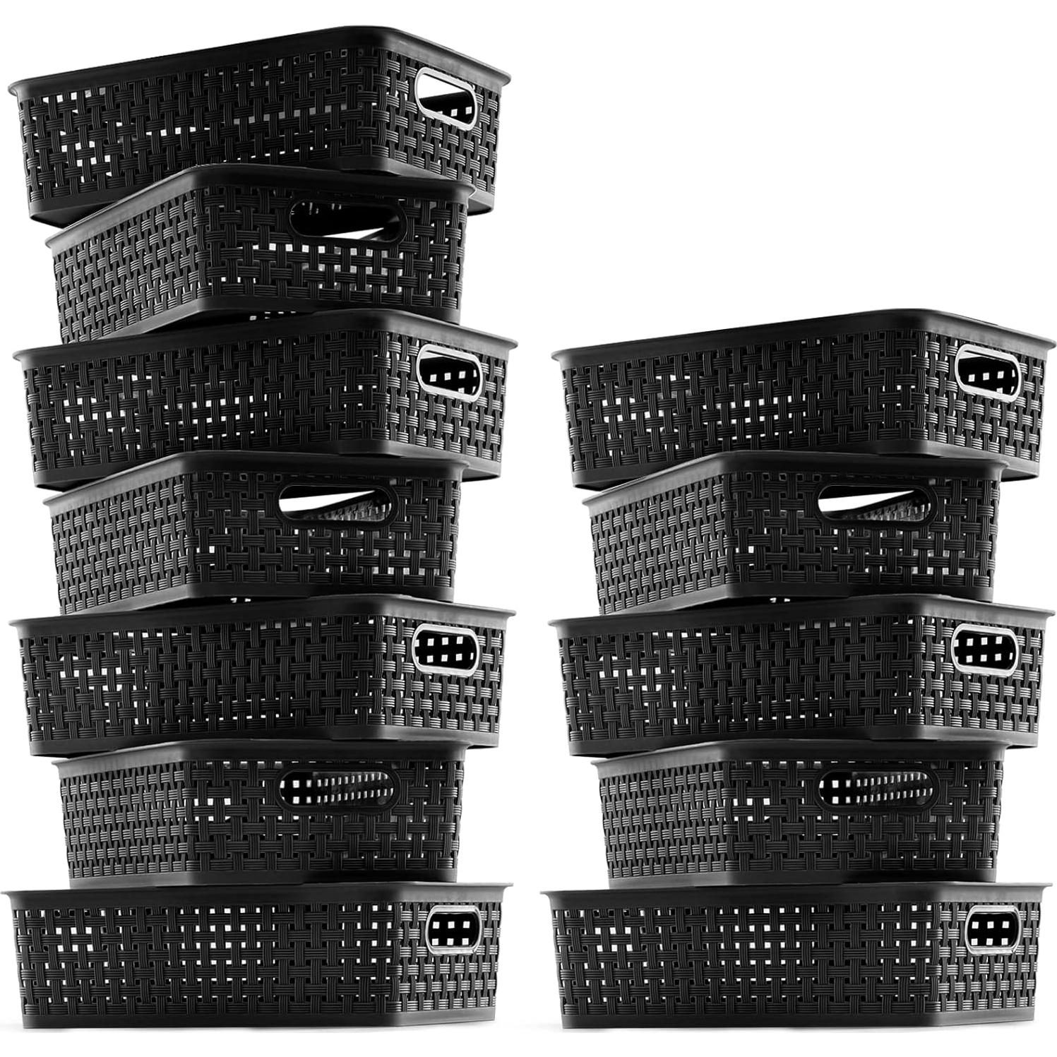 Cestas de Almacenamiento Plástico NETANY 12 Unidades Negro 26.9x18.3cm