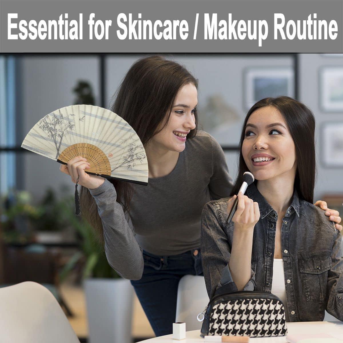 Abanico Plegable OMyTea de Bambú y Seda - 21x38 cm Blanco