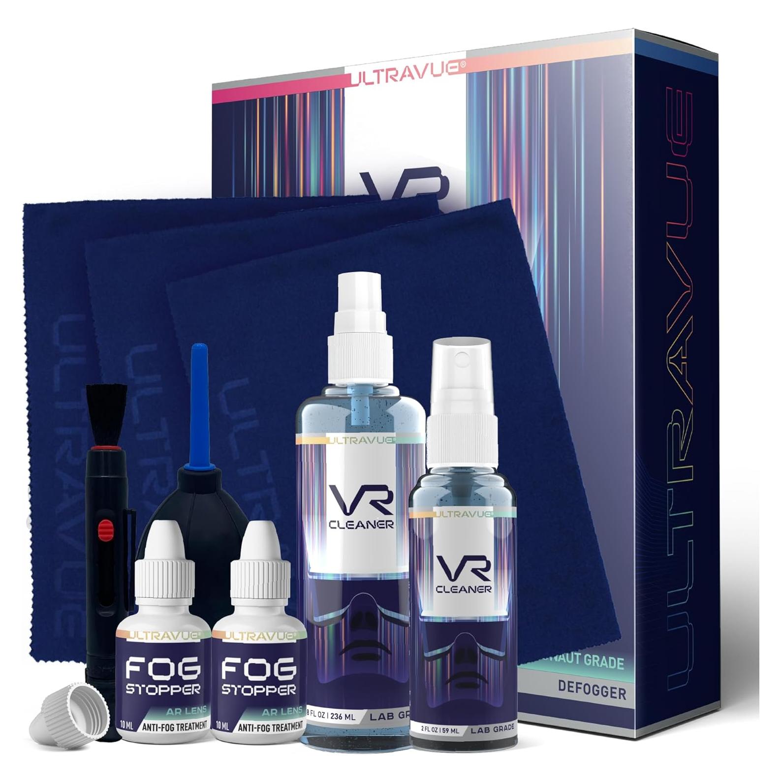 Kit de limpieza UltraVue VR - Gel limpiador, paños y antiempañante