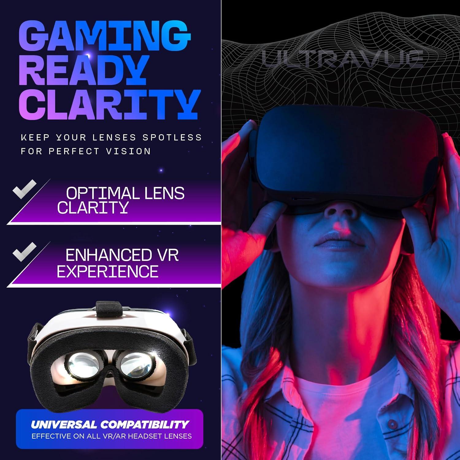 Kit de limpieza UltraVue VR - Gel limpiador, paños y antiempañante