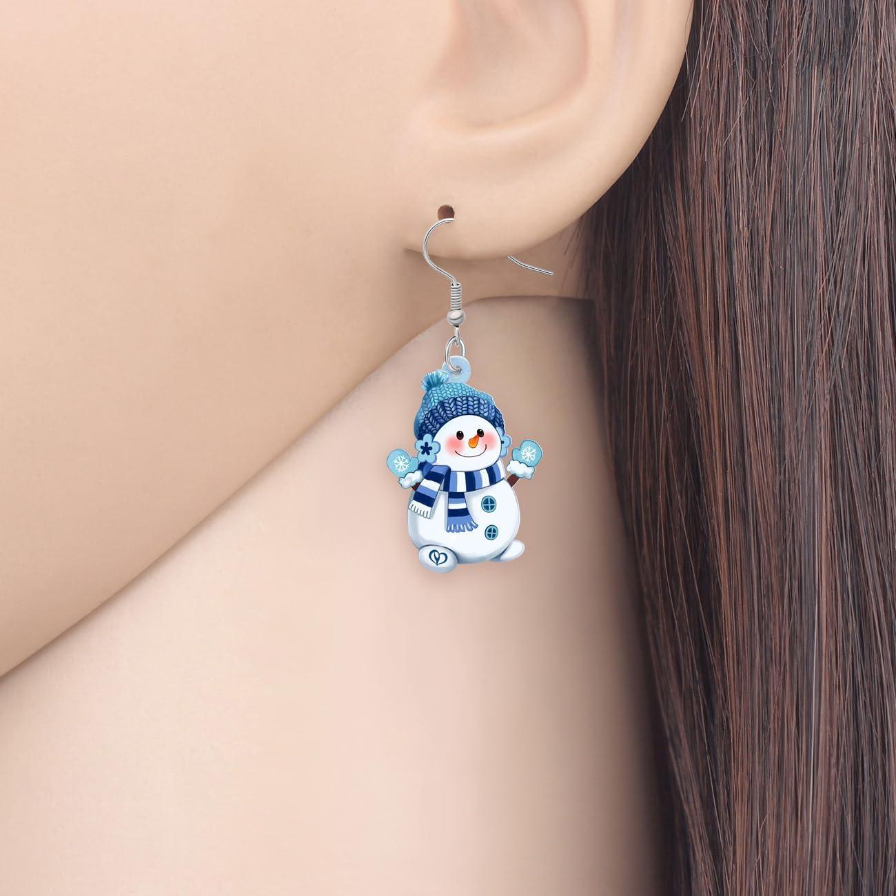 Pendientes de Muñeco de Nieve SHIGIE Joyería Azul 31x21mm