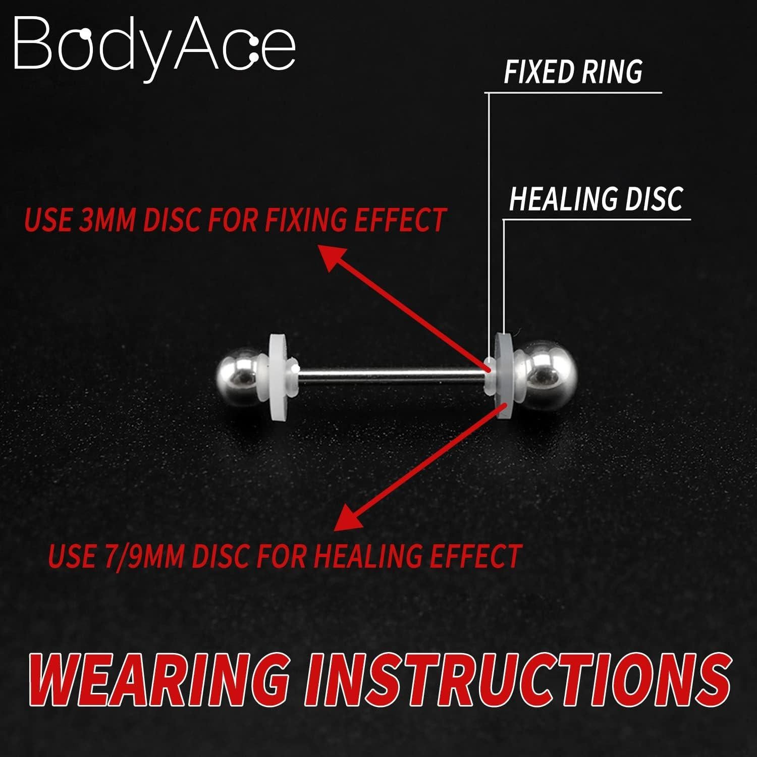 BodyAce 100 Tapones de Silicona Transparentes para Pendientes