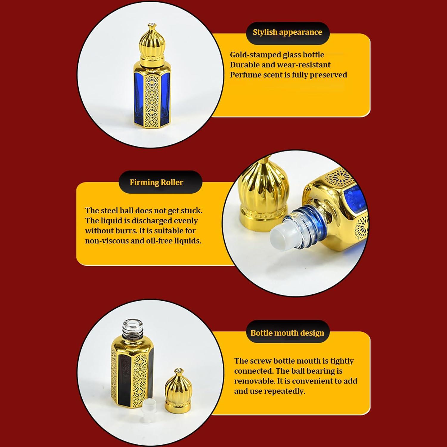 Set de 4 Botellas de Vidrio 12ml Dynaeuty con Rodillo para Aceites