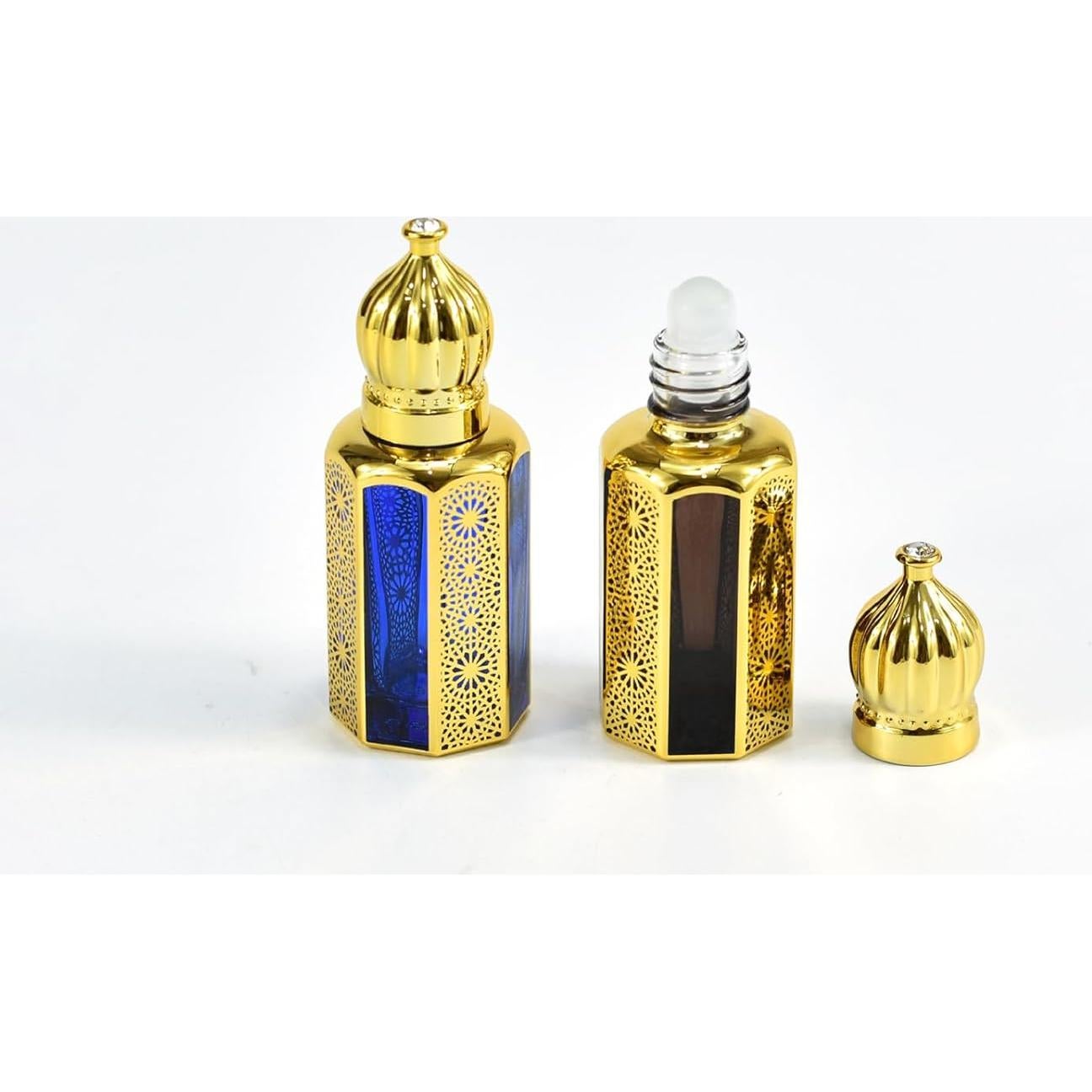 Set de 4 Botellas de Vidrio 12ml Dynaeuty con Rodillo para Aceites