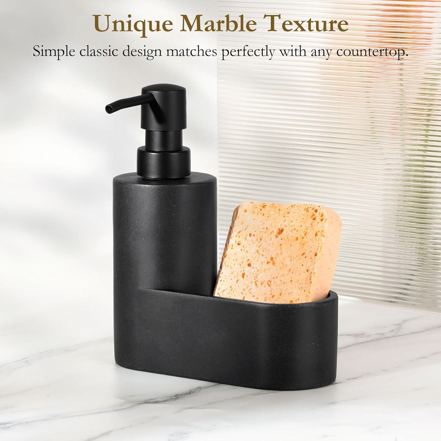 Dispensador de Jabón 2-en-1 Shinowa con Soporte para Esponja Negro