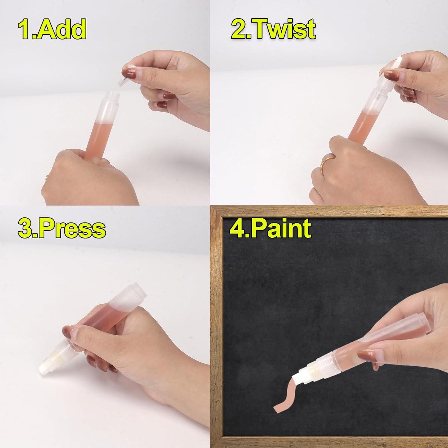 Marcadores de pintura vacíos FULIBAO 4 pcs recargables 10-15mm