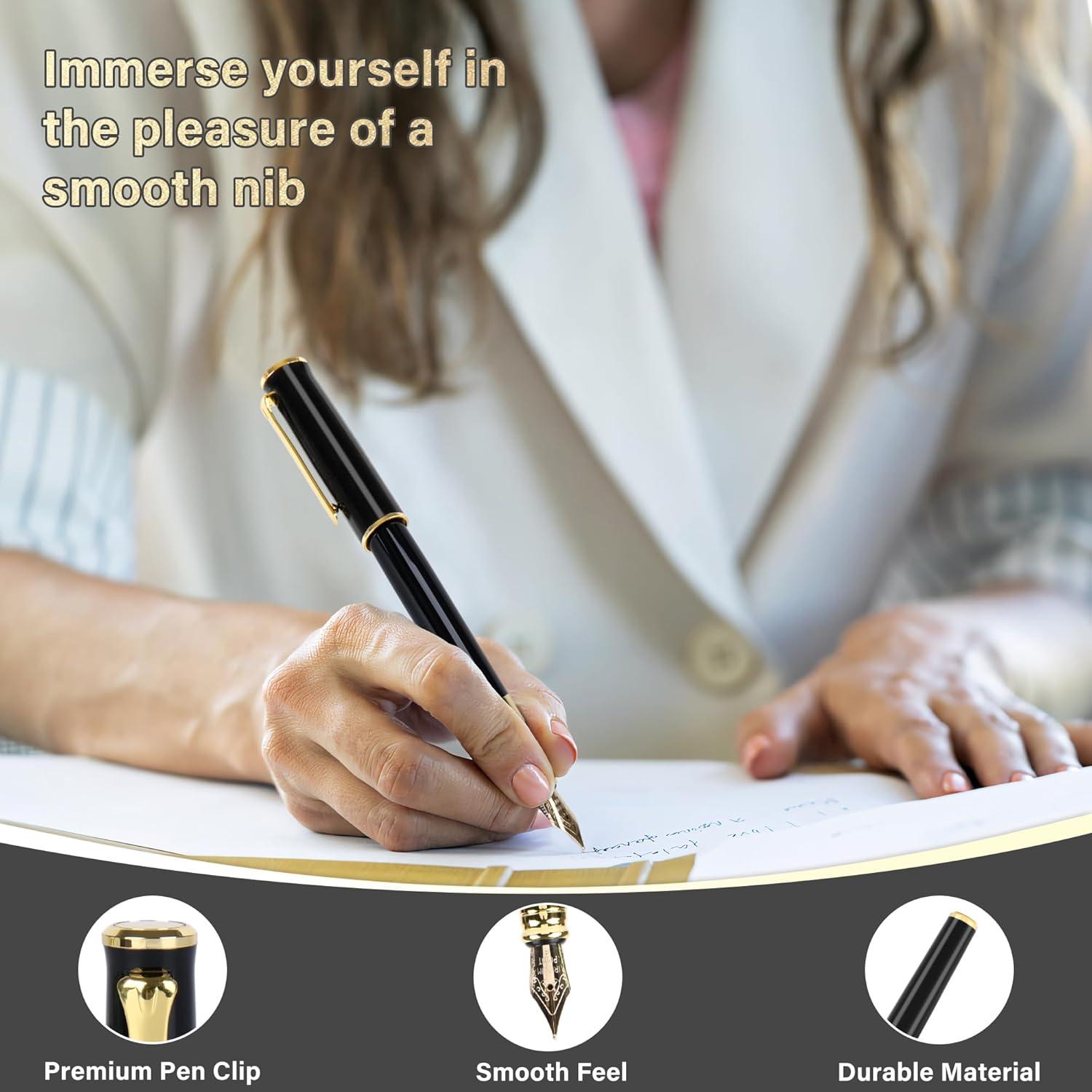 Pluma Fuente Lucilynx Negra Punta Media 0.5mm con 10 Cartuchos