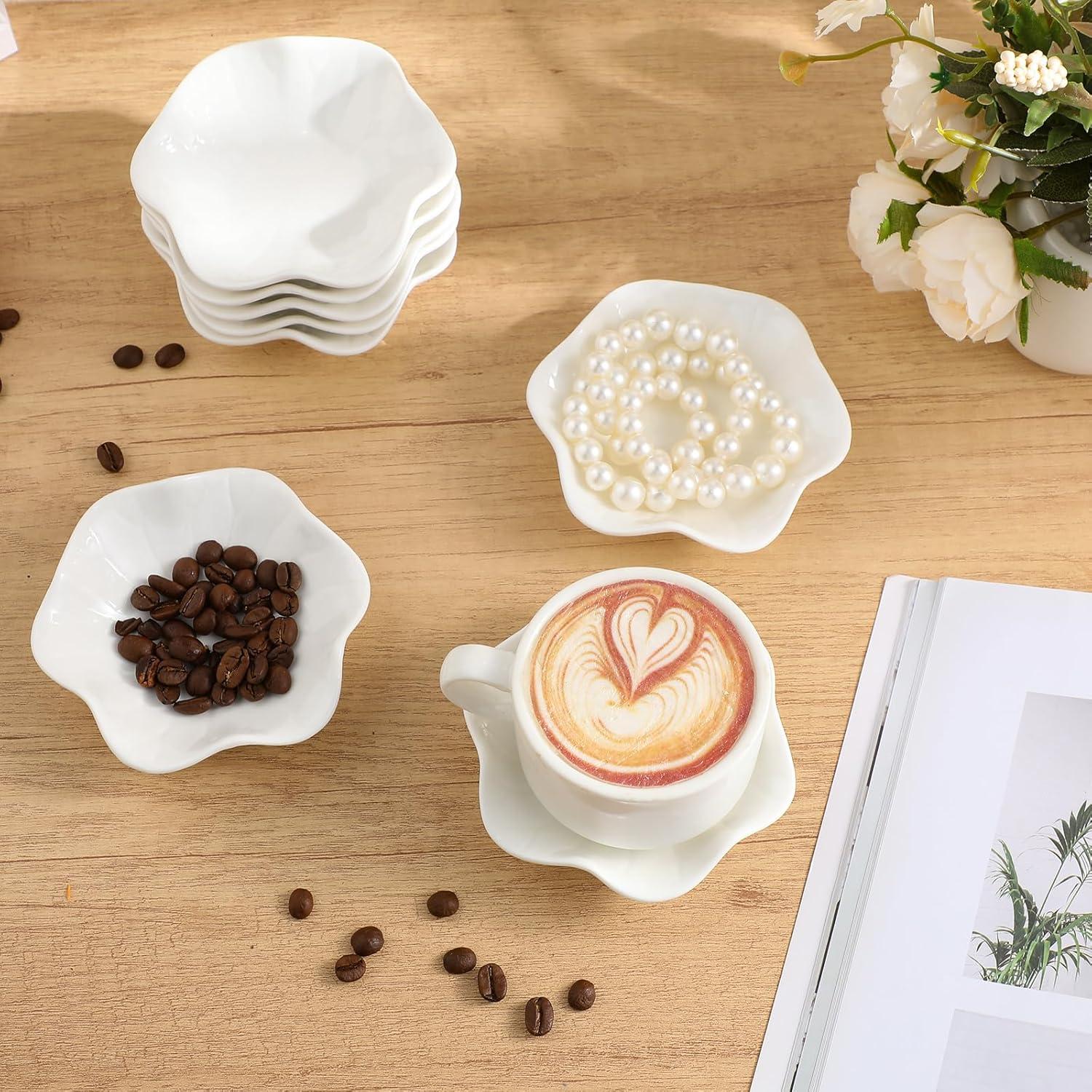 Shappy 24 Pcs Bandejas de Joyería Cerámica Flor 11.5 cm