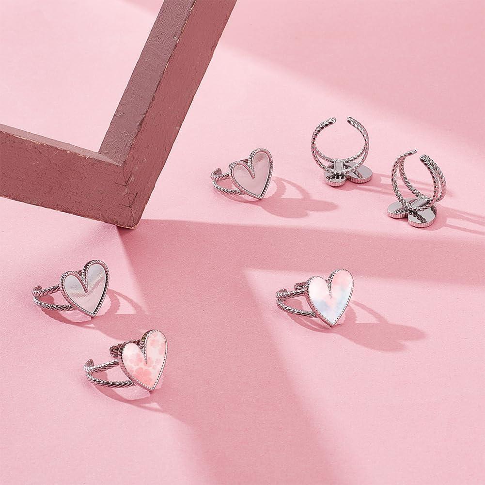 6 Pcs Anillos Corazón Ajustables UNICRAFTALE Acero Inoxidable