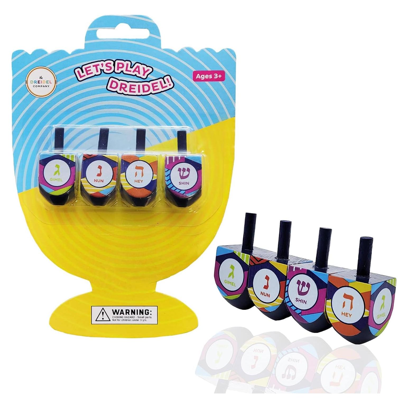 Dreidels de Madera Pintados a Mano La Compañía Dreidel - Paquete de 4