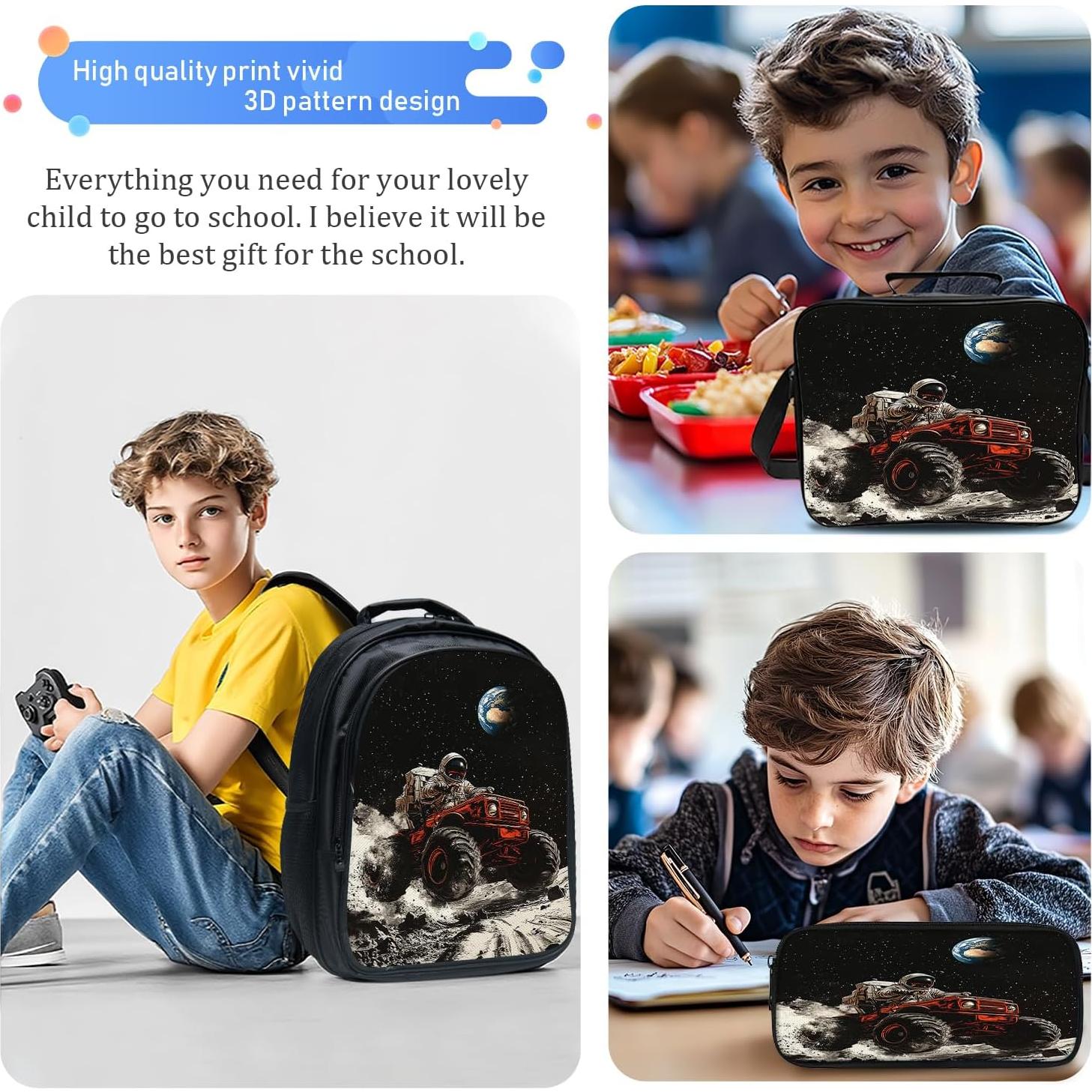 Mochila Escolar Luxvio Astronauta 43 cm para Niños y Niñas