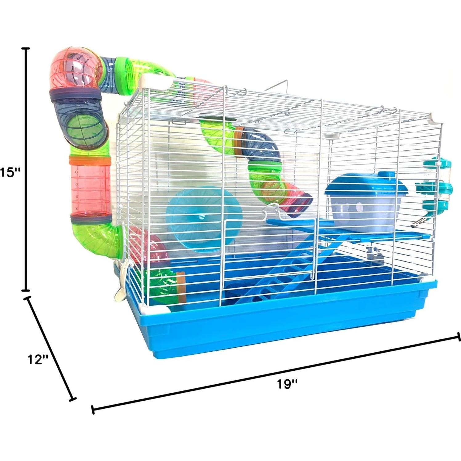 Jaula para Hámster Mcage 2 Niveles con Accesorios Azul 48x30x38 cm
