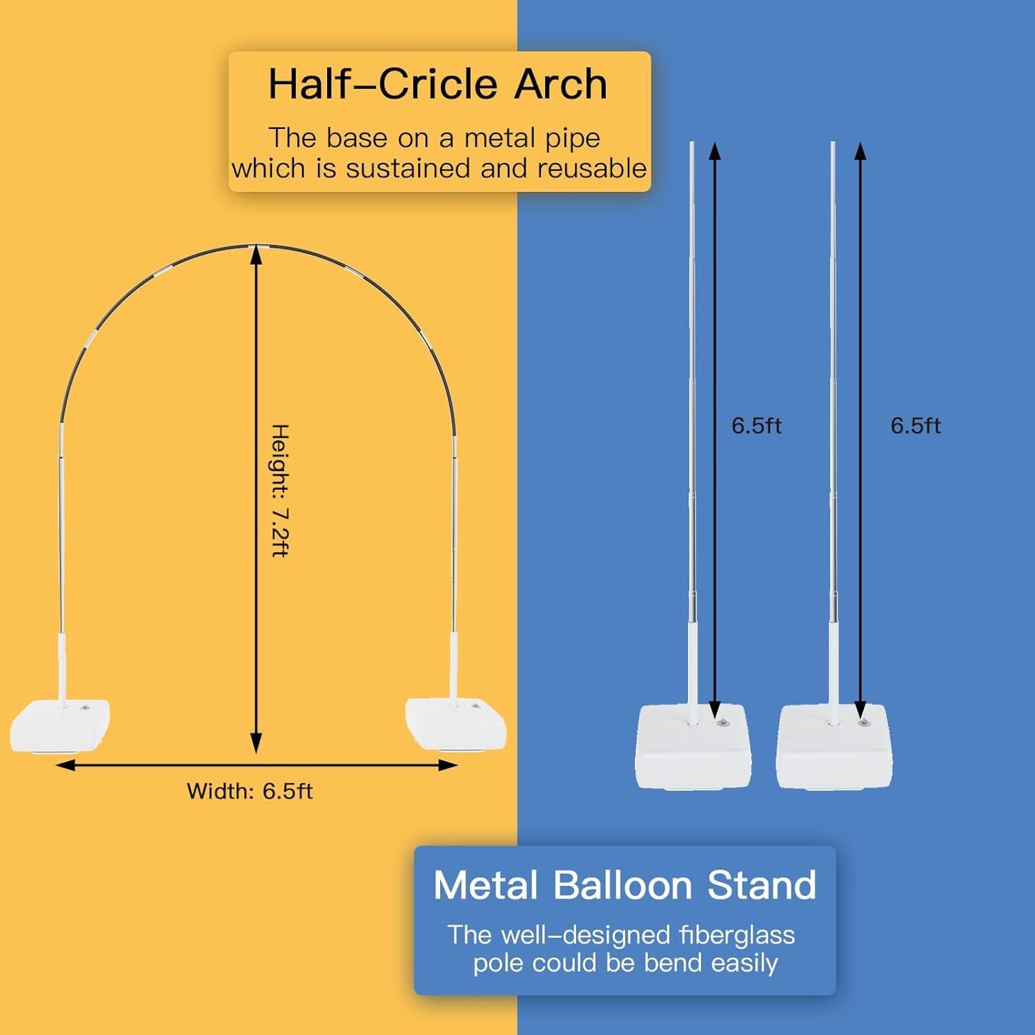 Kit de Arco de Globos RUBFAC 2-en-1 con Bomba Eléctrica 2.2m