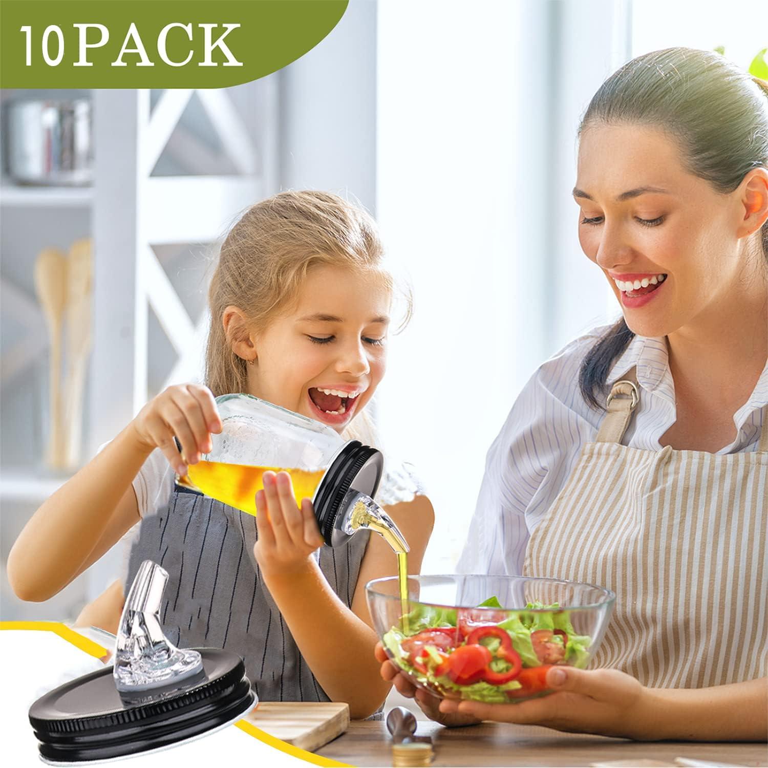 Pico Vertedor para Frascos Mason 70mm - 10 Pack Negro