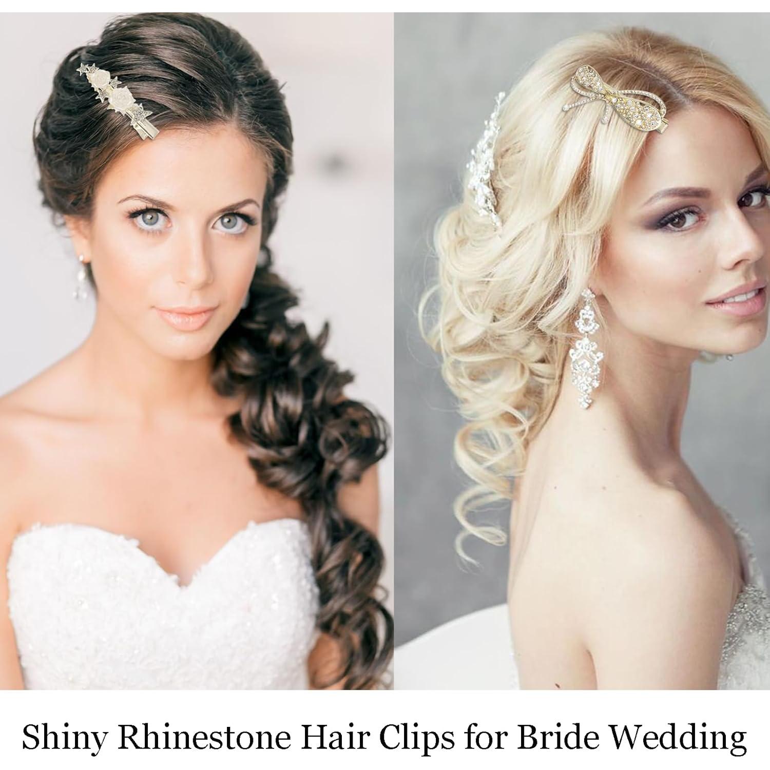 KAGNAL Clips para el cabello de strass - 8 Pcs dorados