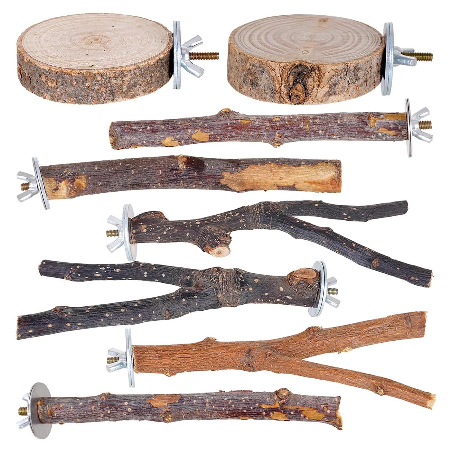 Perchas para Aves Libiline de Madera Natural 8 Piezas