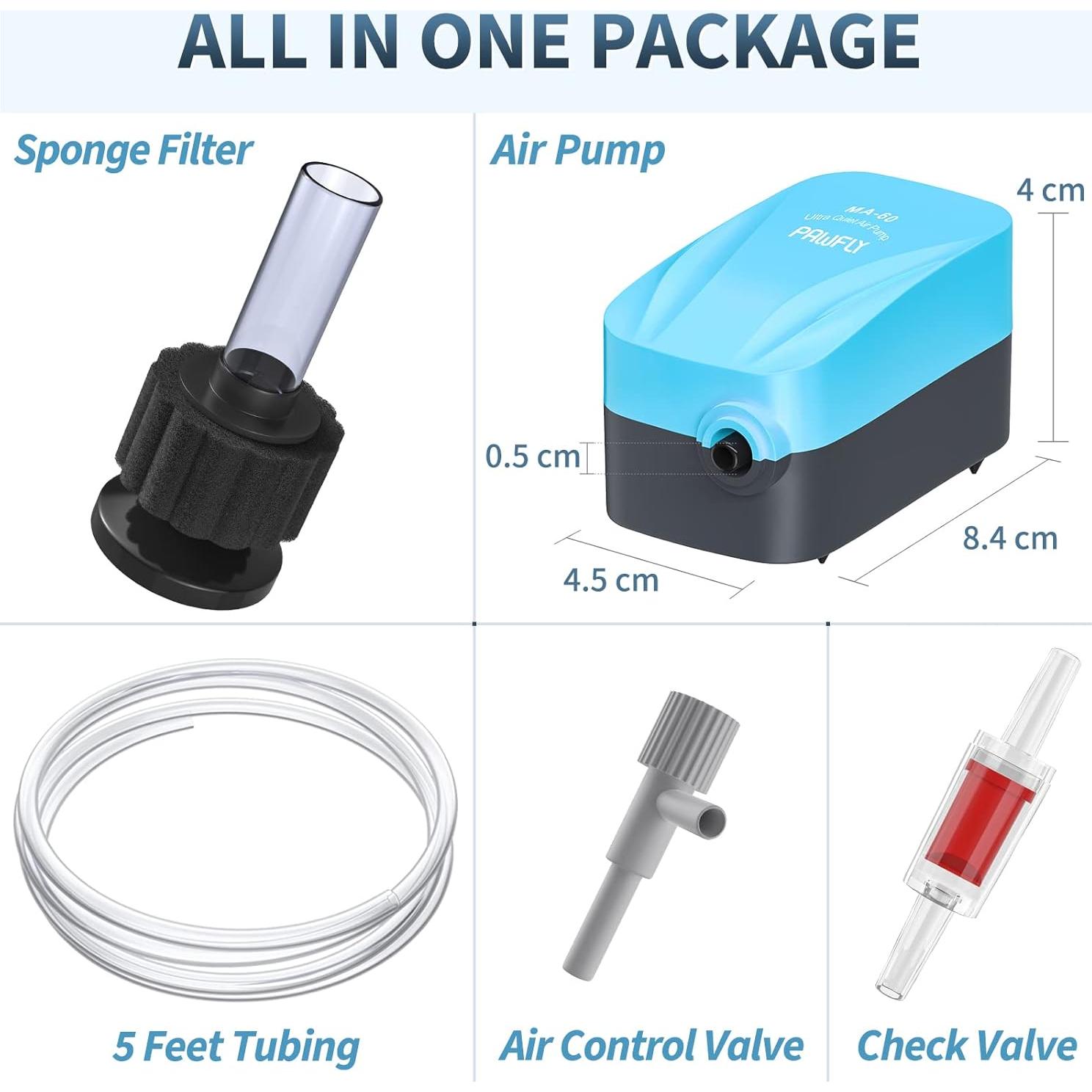 Bomba de Aire Pawfly para Acuario 11.36-37.85L con Filtro