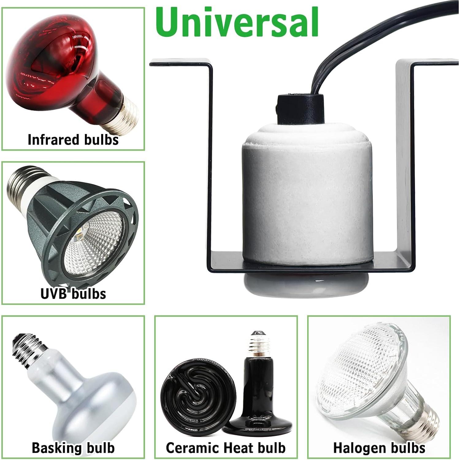 Soporte de Lámpara de Calor para Reptiles Kathson E26 Cerámica