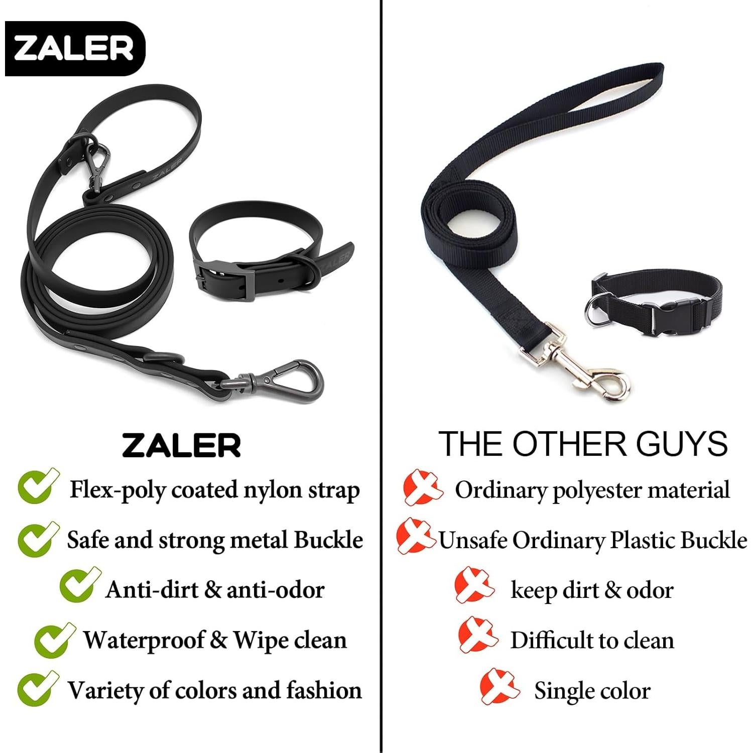 Conjunto Collar y Correa para Perros ZALER, Ajustable e Impermeable