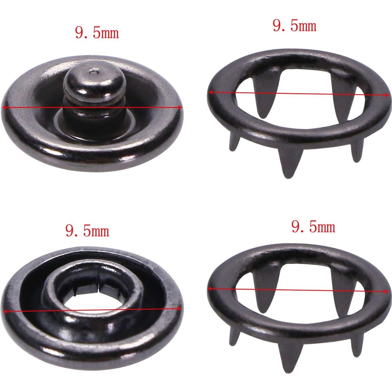 Kit de Botones a Presión Metal ONLYKXY 200 Piezas 9.5mm Negro