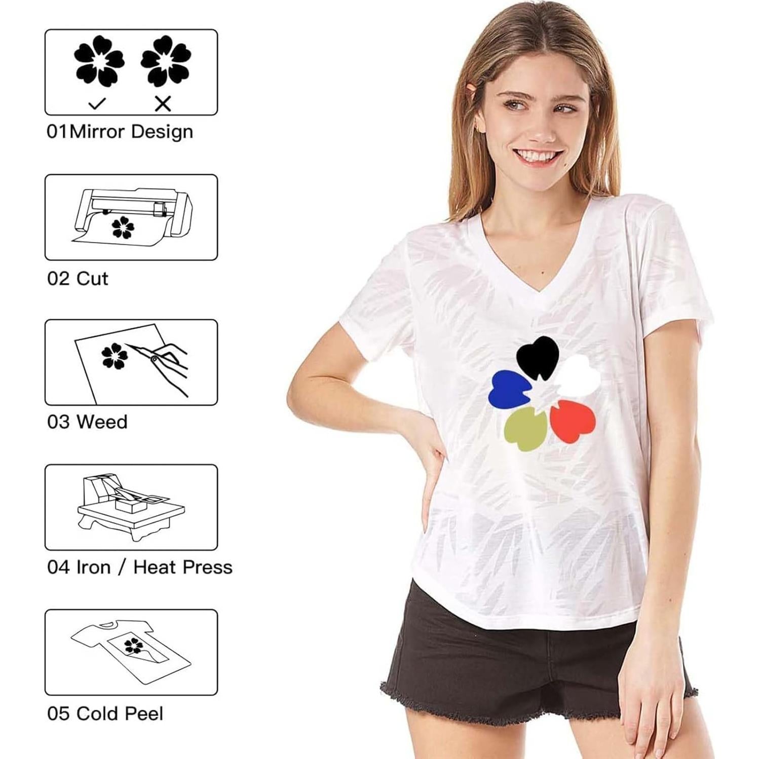 Rollos de Vinilo de Transferencia de Calor HTVRONT Rosa 30.48 cm x 2.44 m