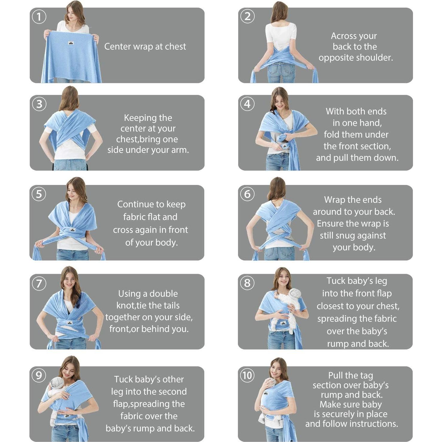 Fular Portabebés Jeroray Azul Bebé, Suave y Transpirable