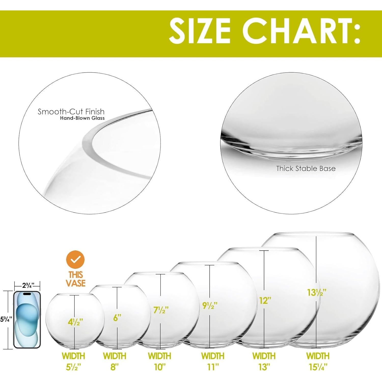 Jarrón de Burbuja de Vidrio CYS EXCEL 11.43x13.97 cm