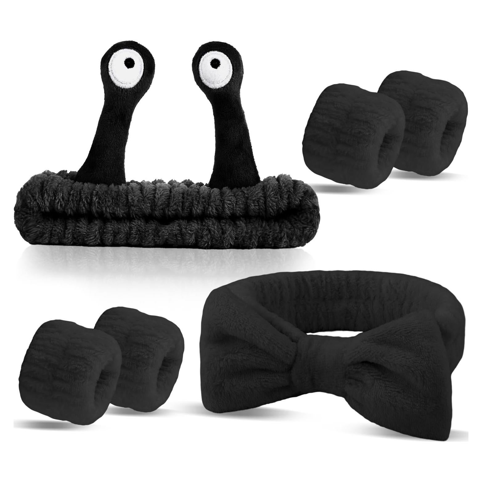 Conjunto Diadema y Pulsera SuPoo Negro para Cuidado Facial