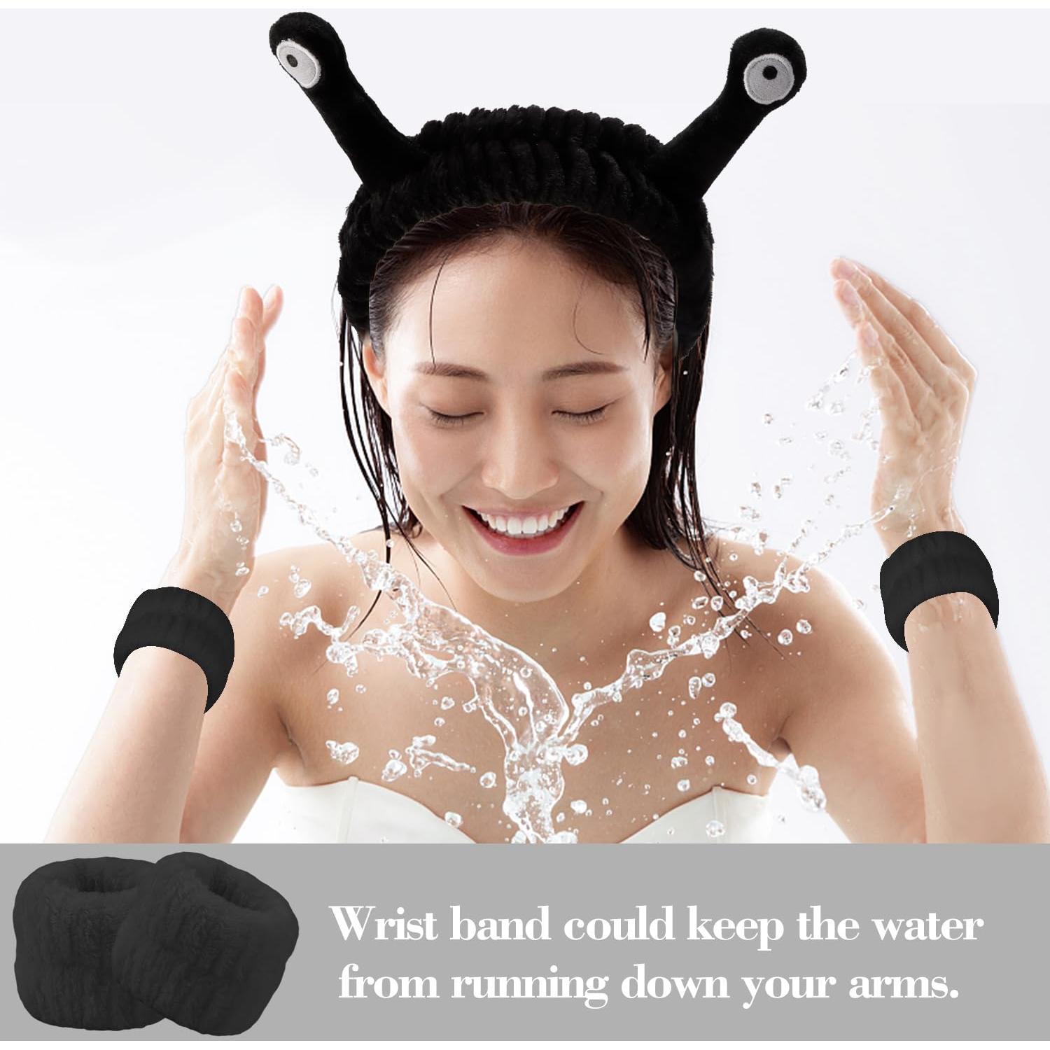 Conjunto Diadema y Pulsera SuPoo Negro para Cuidado Facial