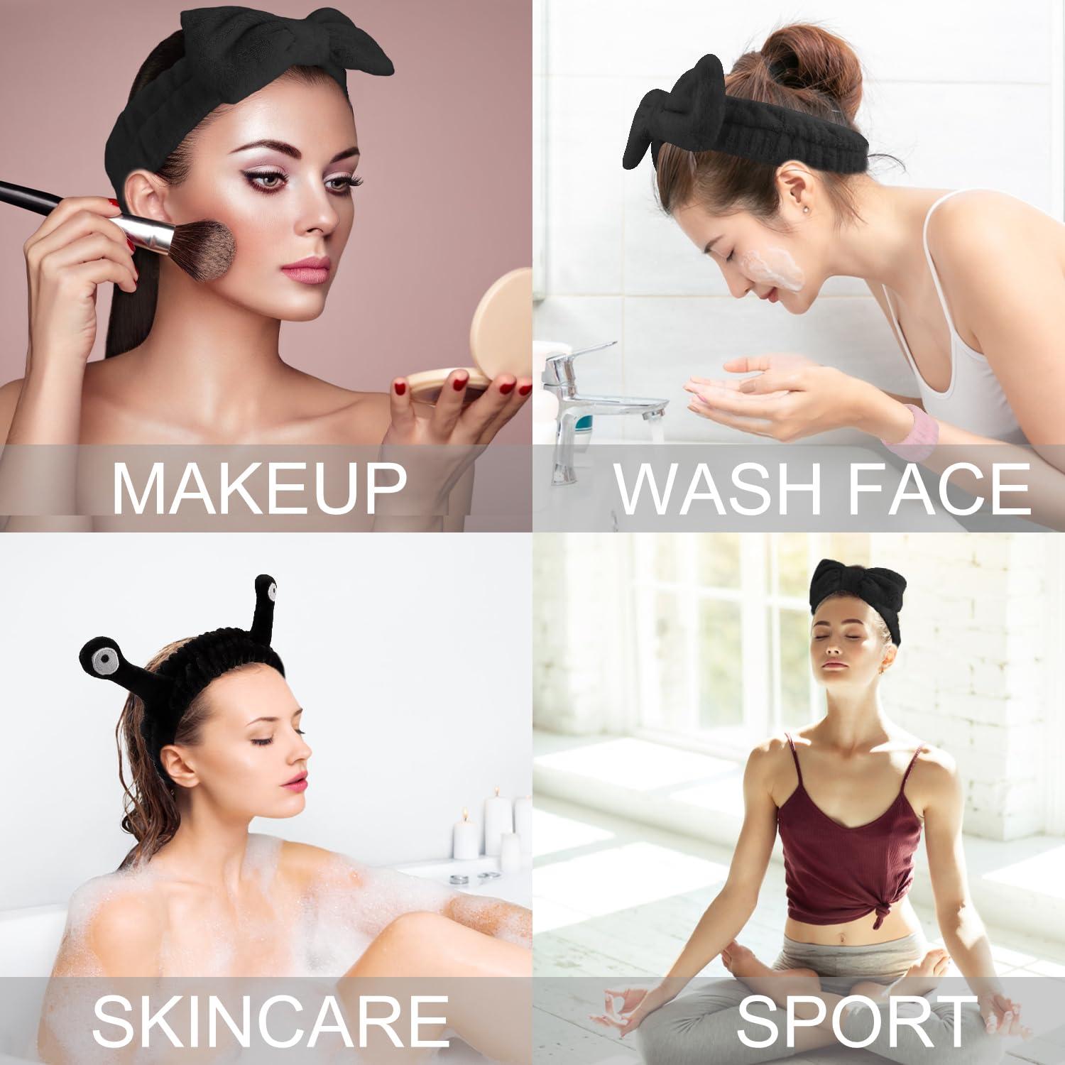 Conjunto Diadema y Pulsera SuPoo Negro para Cuidado Facial