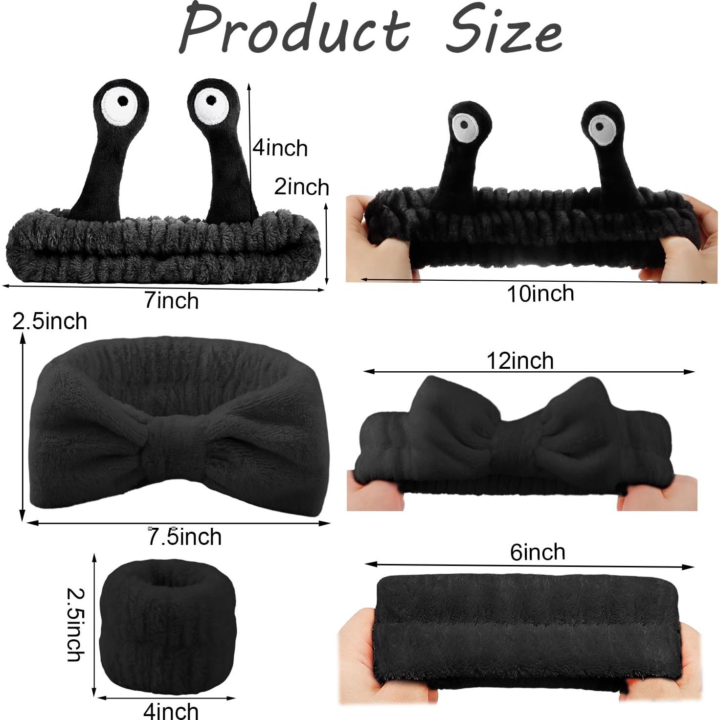 Conjunto Diadema y Pulsera SuPoo Negro para Cuidado Facial