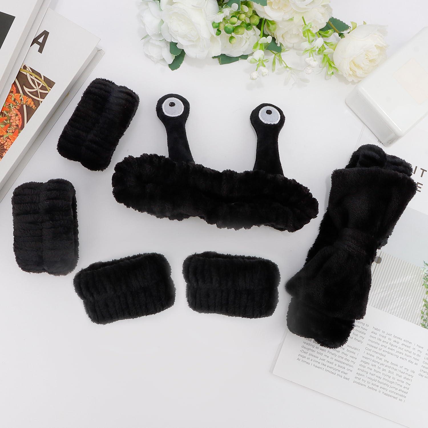 Conjunto Diadema y Pulsera SuPoo Negro para Cuidado Facial