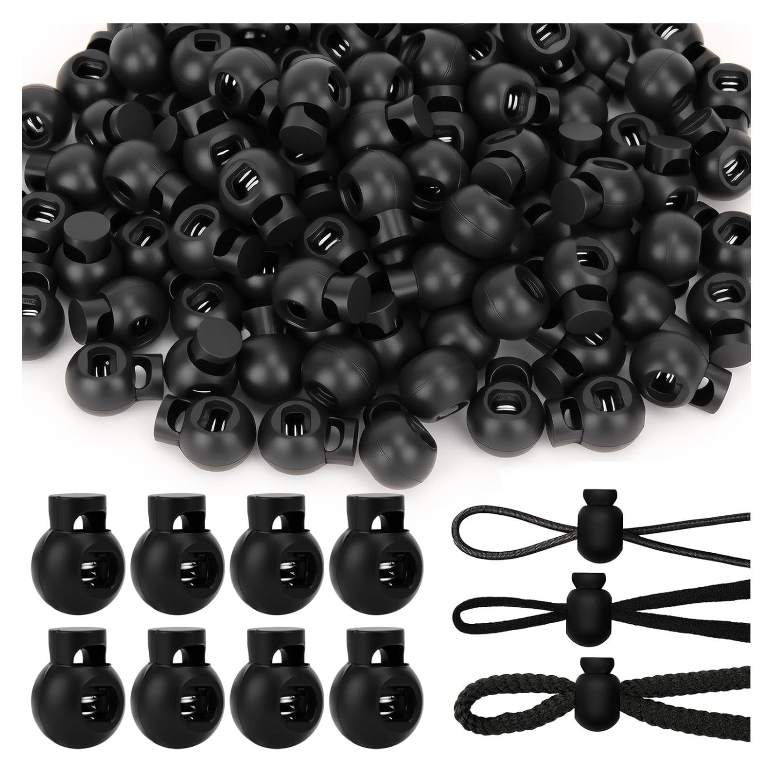 Cierres de Cuerda Ajustables Hysagtek 100 Pcs Plástico Negro