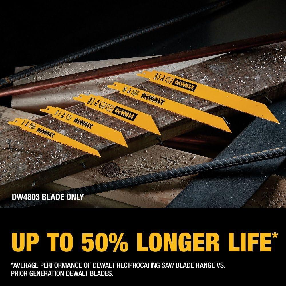 Hojas de Sierra Recíproca DEWALT DW4803 Bi-Metal 22.86 cm 6-TPI