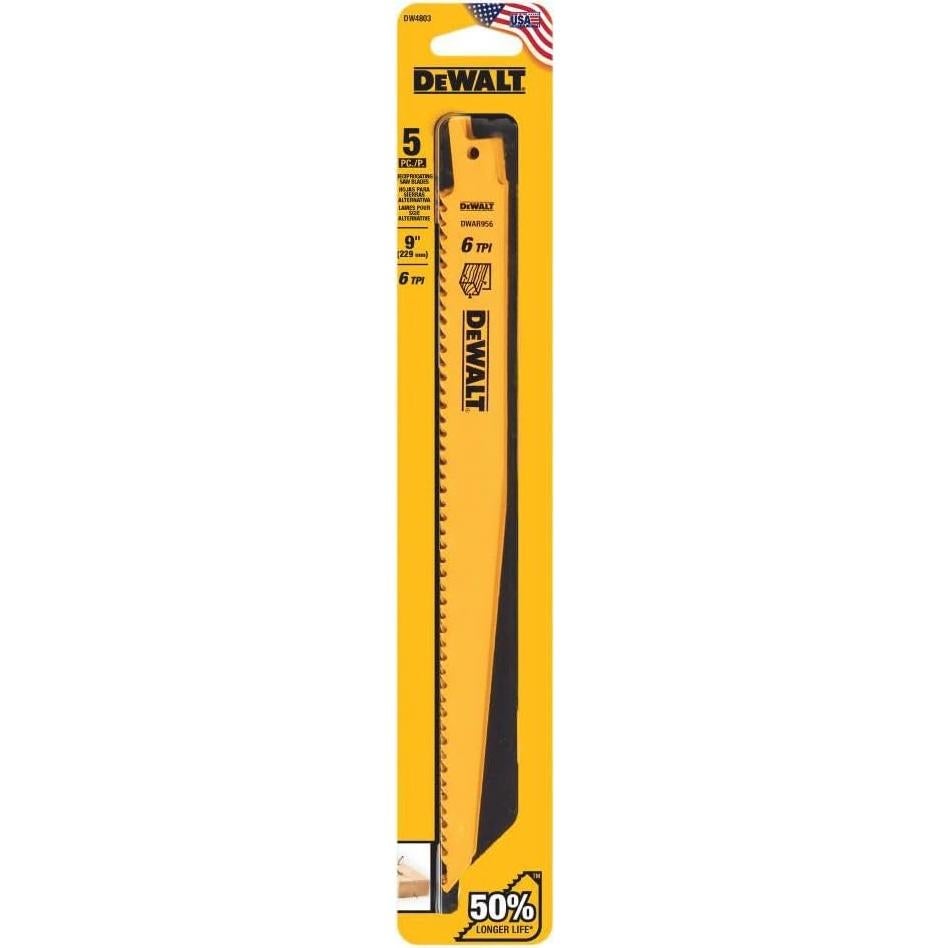 Hojas de Sierra Recíproca DEWALT DW4803 Bi-Metal 22.86 cm 6-TPI