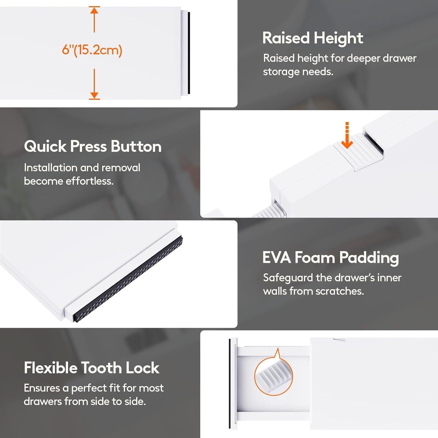 Divisores de Cajón Ajustables Lifewit 4 Piezas 15.24 cm