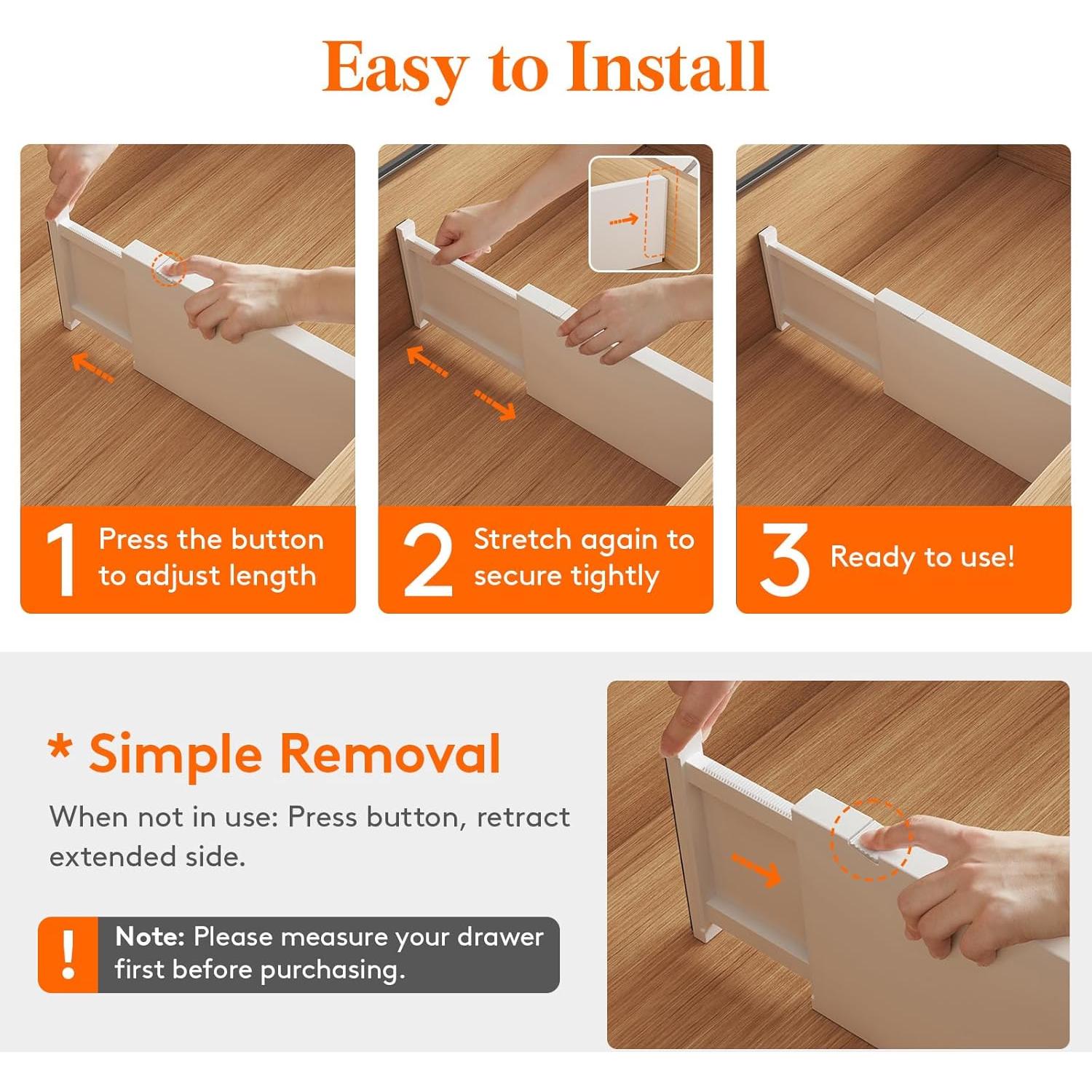 Divisores de Cajón Ajustables Lifewit 4 Piezas 15.24 cm