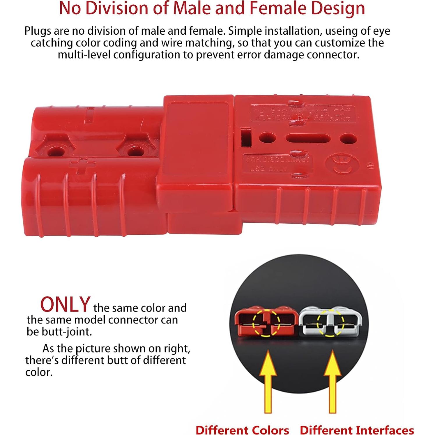 Conector Rápido de Batería MUYI 175A 2-4 Gauge Rojo (2 Piezas)