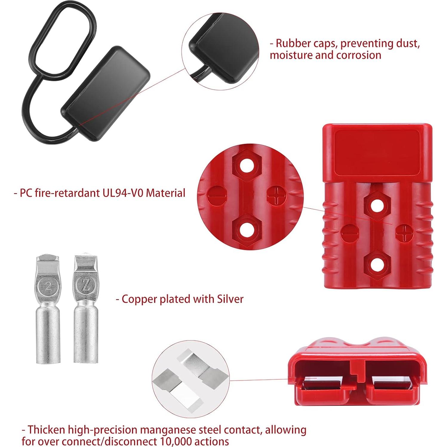 Conector Rápido de Batería MUYI 175A 2-4 Gauge Rojo (2 Piezas)