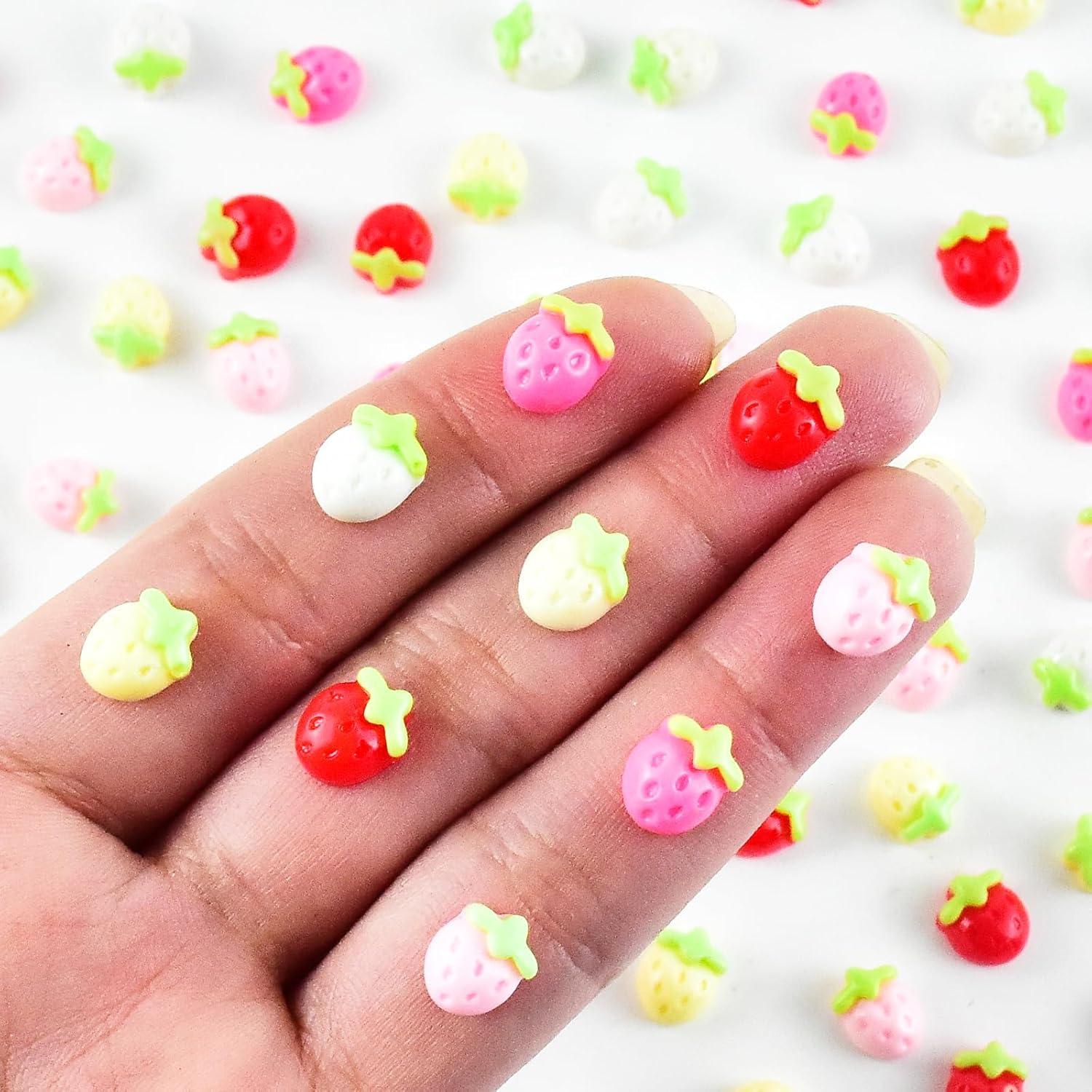 100 Mini Fresas de Resina Coloridas para Manualidades - HOMICO