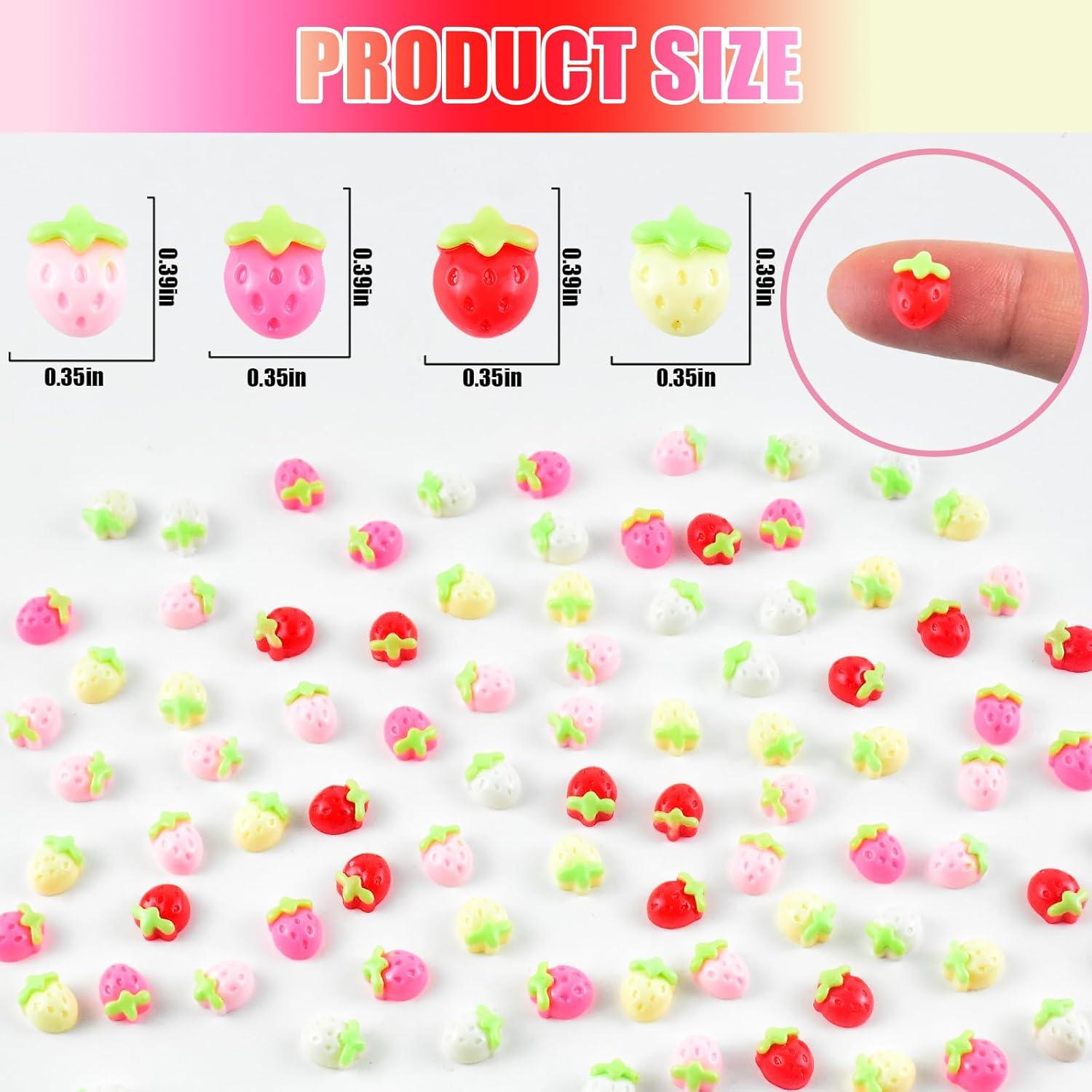 100 Mini Fresas de Resina Coloridas para Manualidades - HOMICO