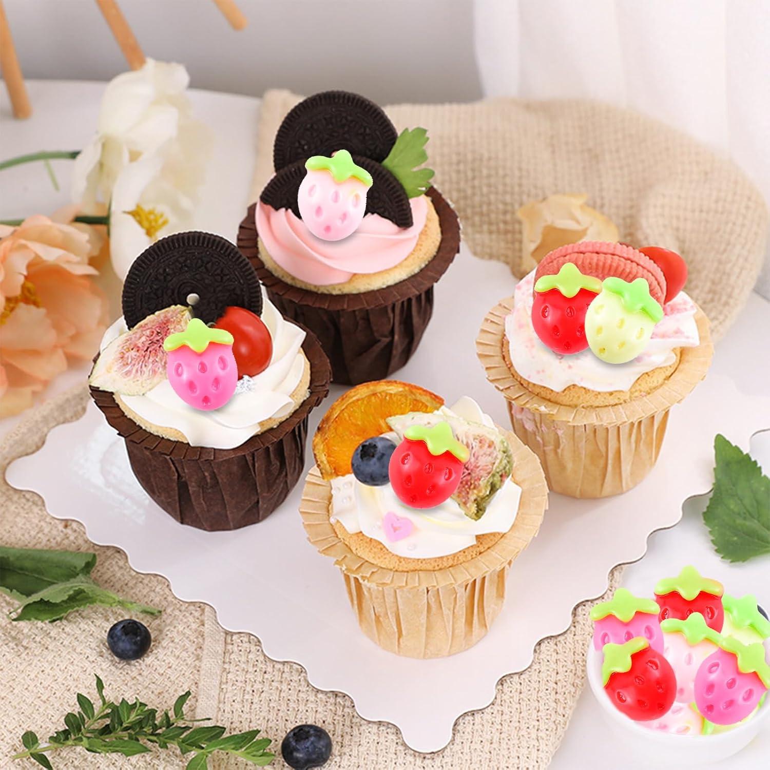 100 Mini Fresas de Resina Coloridas para Manualidades - HOMICO