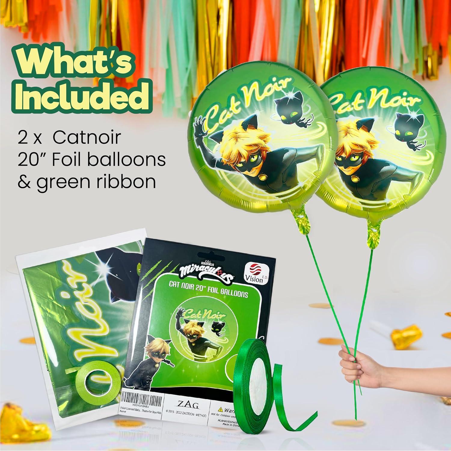 Paquete de 2 Globos de Helio Foil Cat Noir 50.8 cm - Miraculous