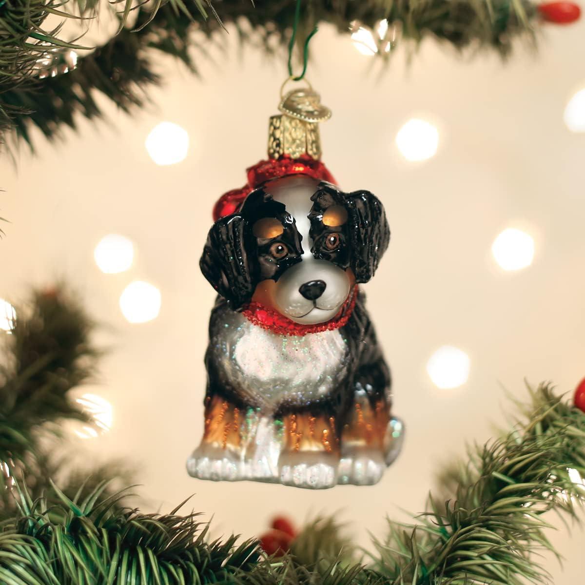 Adorno de Vidrio Soplado Cachorro Bernedoodle Old World Christmas