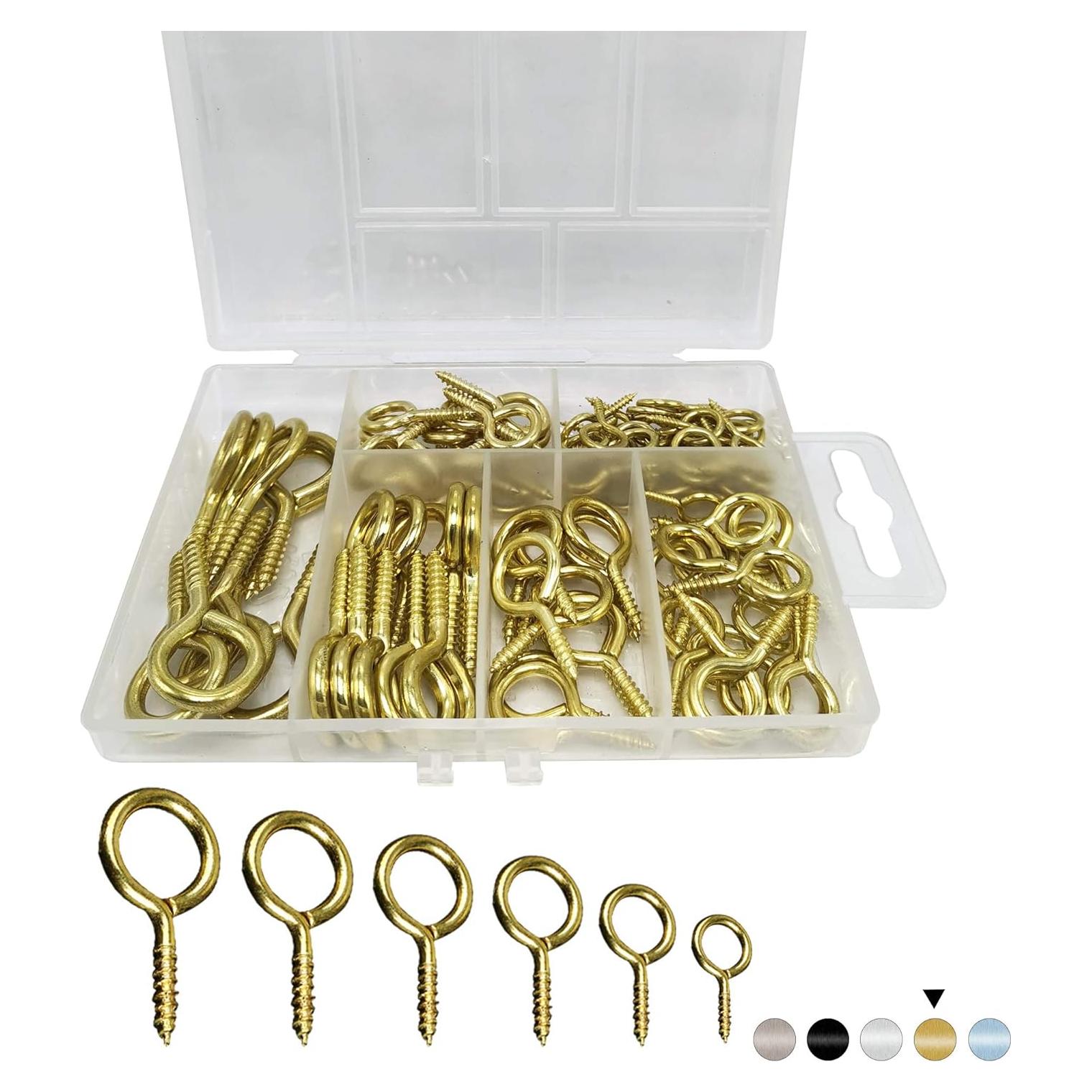Kit de Ojos de Tornillo Dorados ECKJ 100 Piezas 6 Tamaños