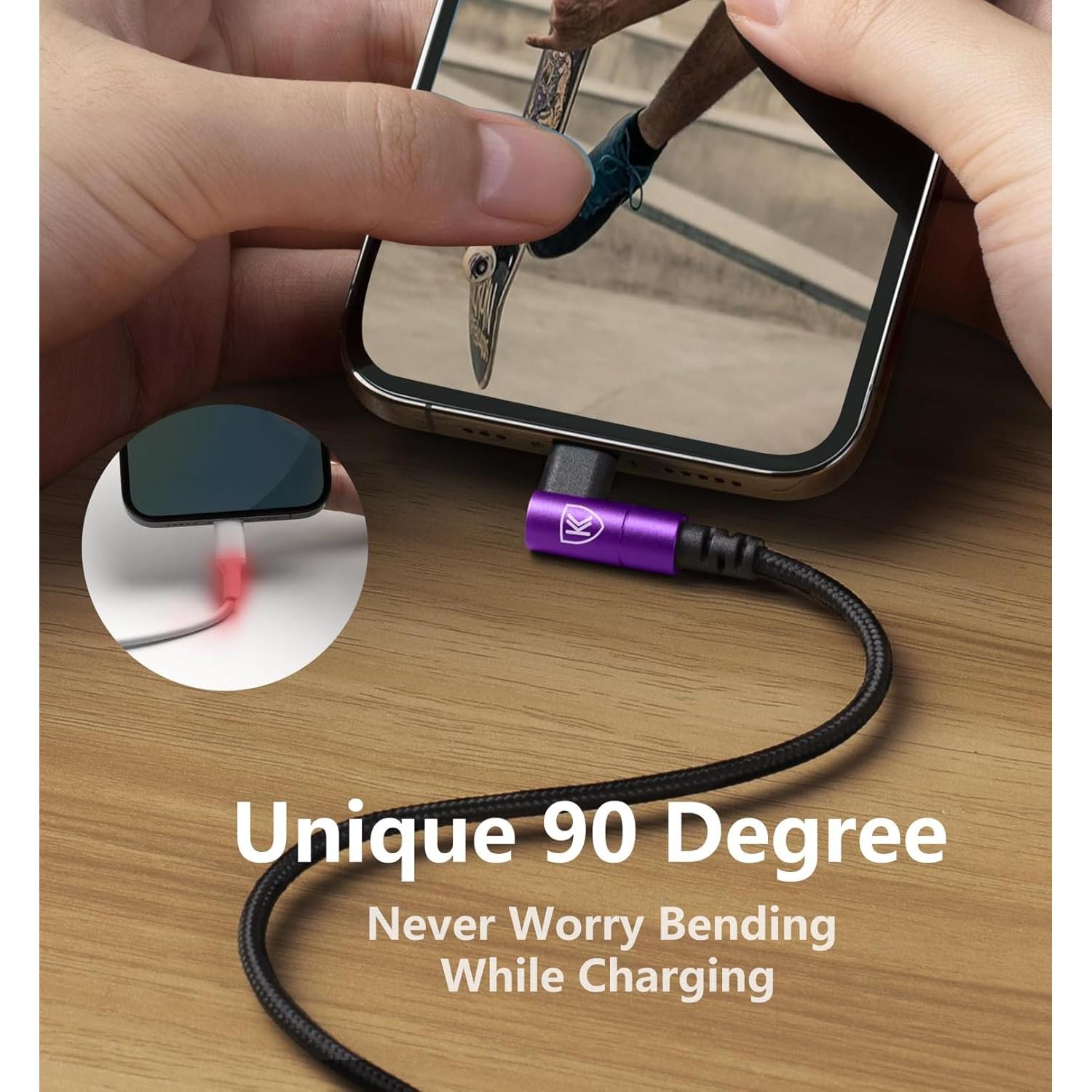 Cable de carga USB C a Lightning 10 pies MFi KIYODA Púrpura