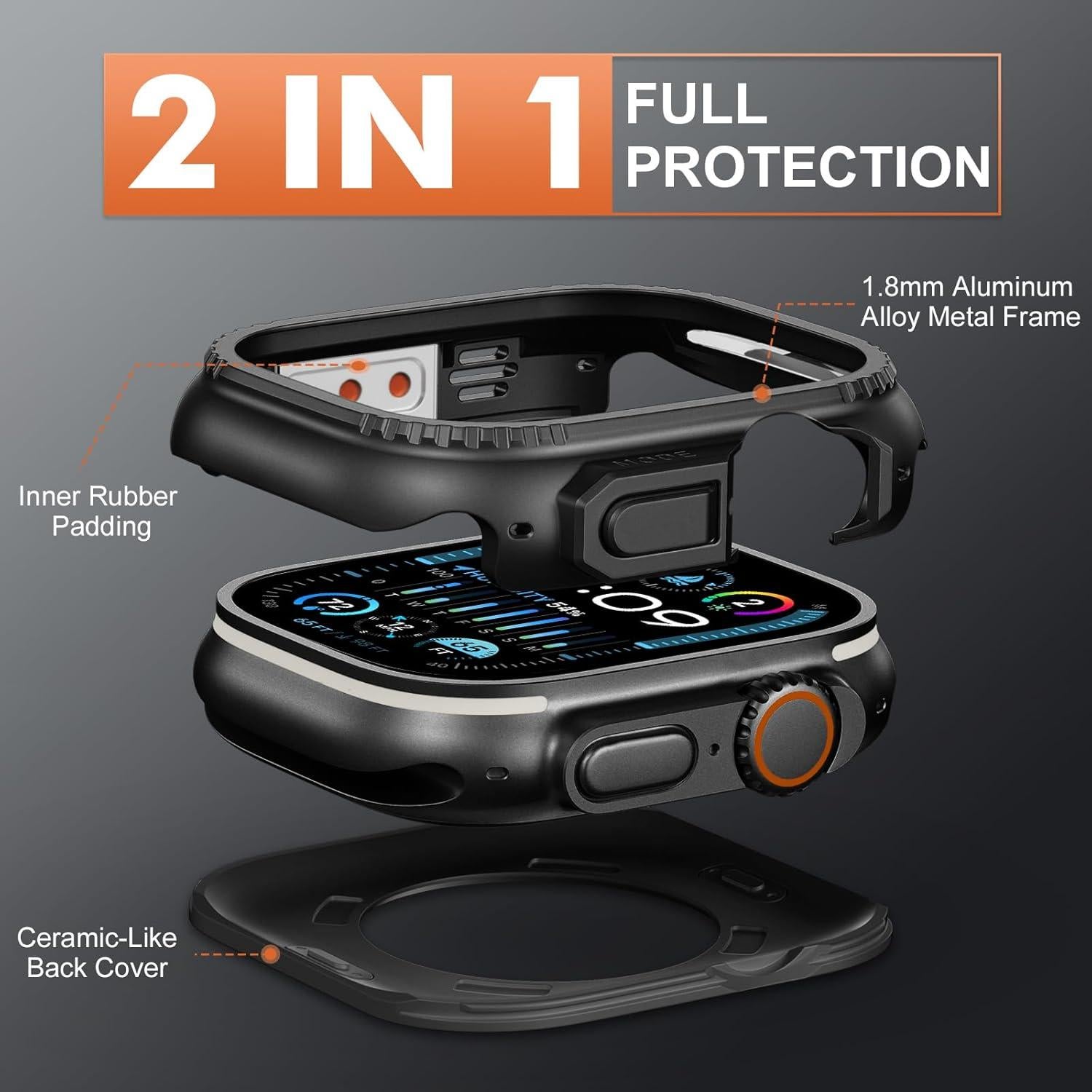 Funda Parachoques Metal para Apple Watch Ultra 2 49mm Negro